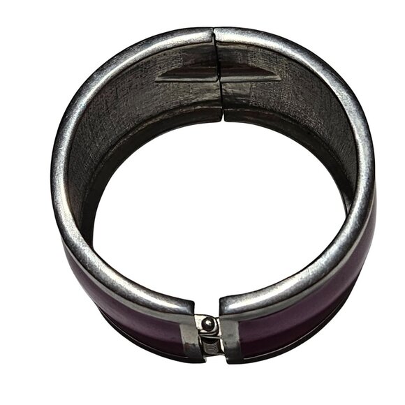 Retro Pink Enamel Silver Hinged Metal Bangle Cuff Bracelet Fashion Jewelry Women - Picture 3 of 4